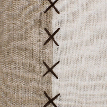 Gray & Tan Linen Patchwork Pillow