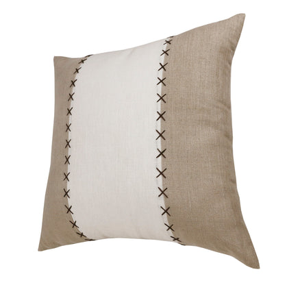 Gray & Tan Linen Patchwork Pillow