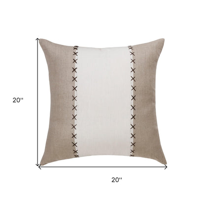 Gray & Tan Linen Patchwork Pillow