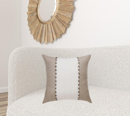 Gray & Tan Linen Patchwork Pillow
