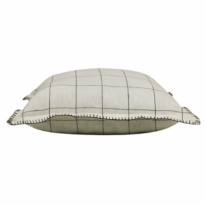 Ivory & Black Linen Geometric Pillow