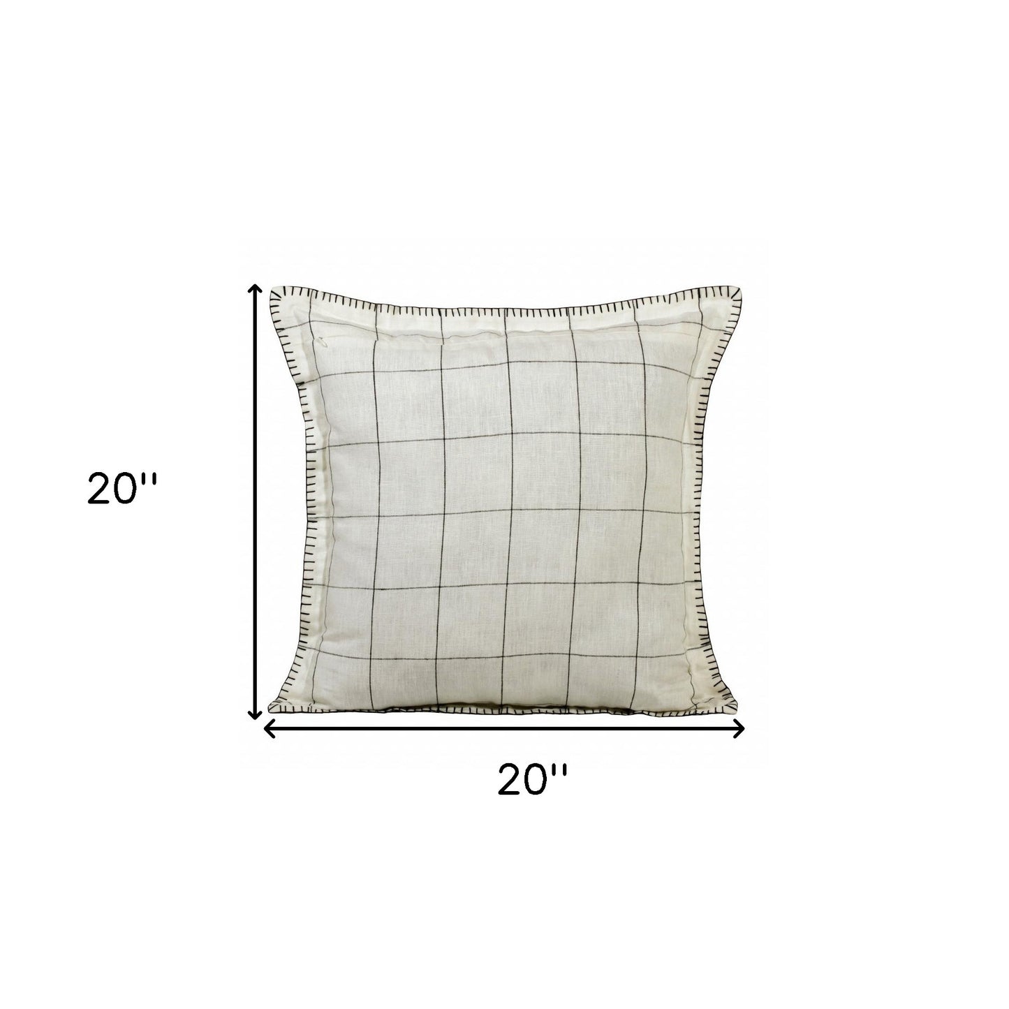 Ivory & Black Linen Geometric Pillow