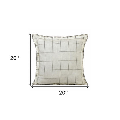 Ivory & Black Linen Geometric Pillow