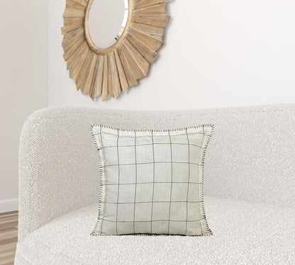 Ivory & Black Linen Geometric Pillow