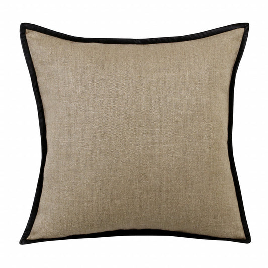 Tan & Black Linen Pillow