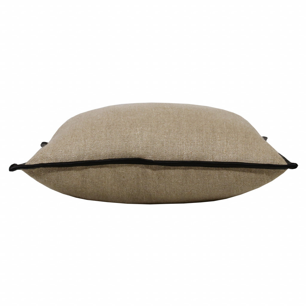 Tan & Black Linen Pillow
