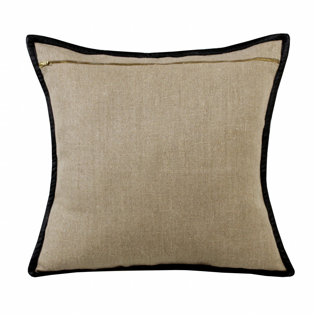 Tan & Black Linen Pillow
