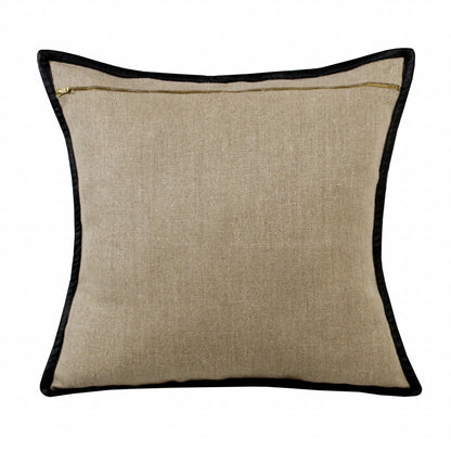 Tan & Black Linen Pillow