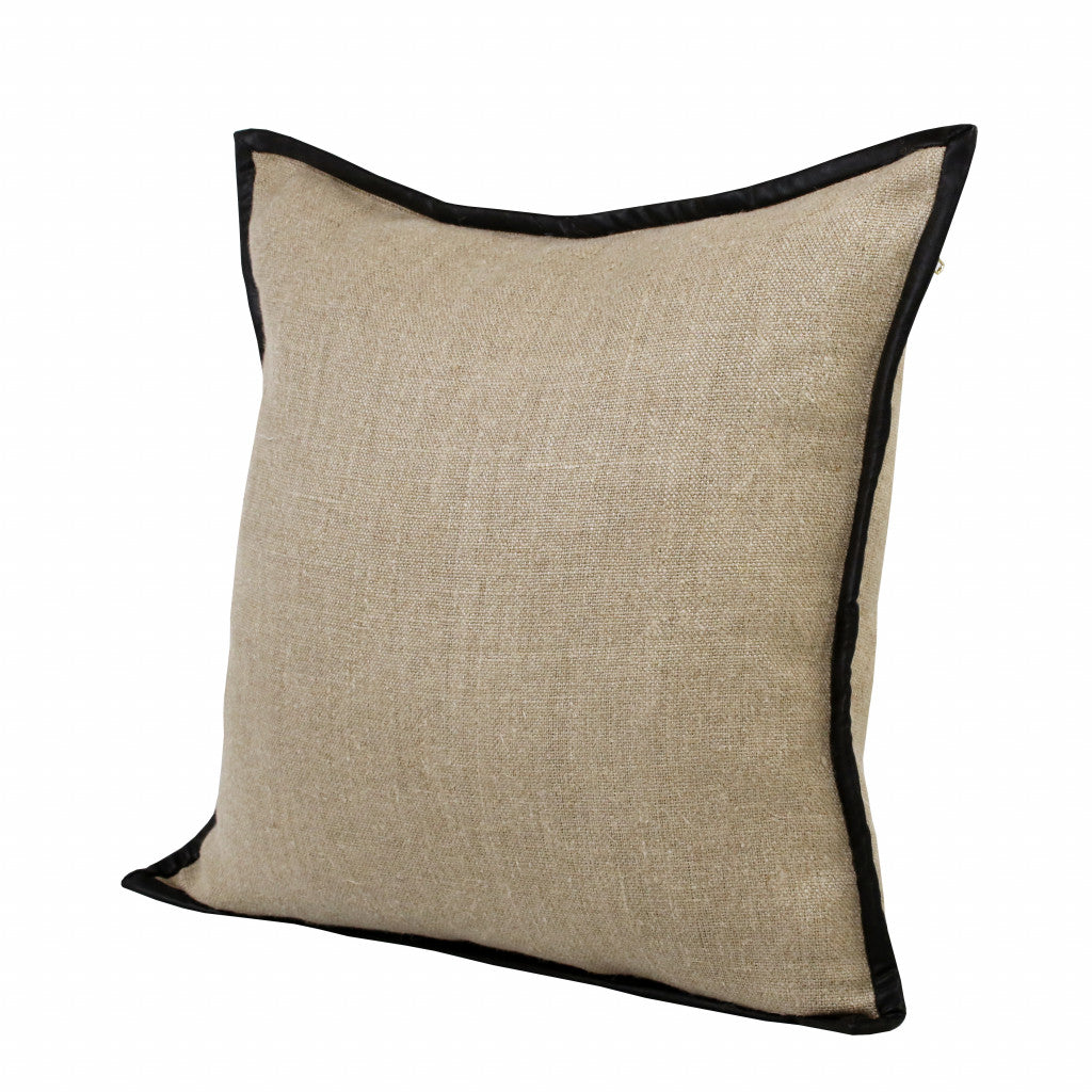 Tan & Black Linen Pillow