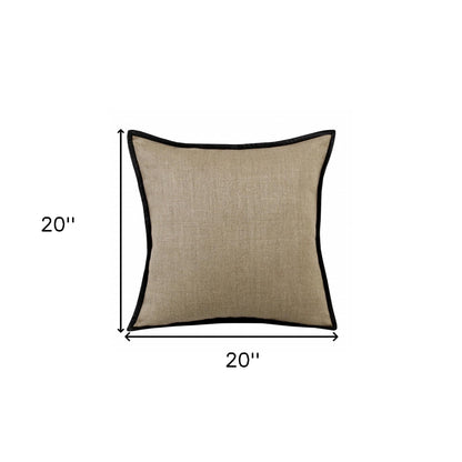 Tan & Black Linen Pillow