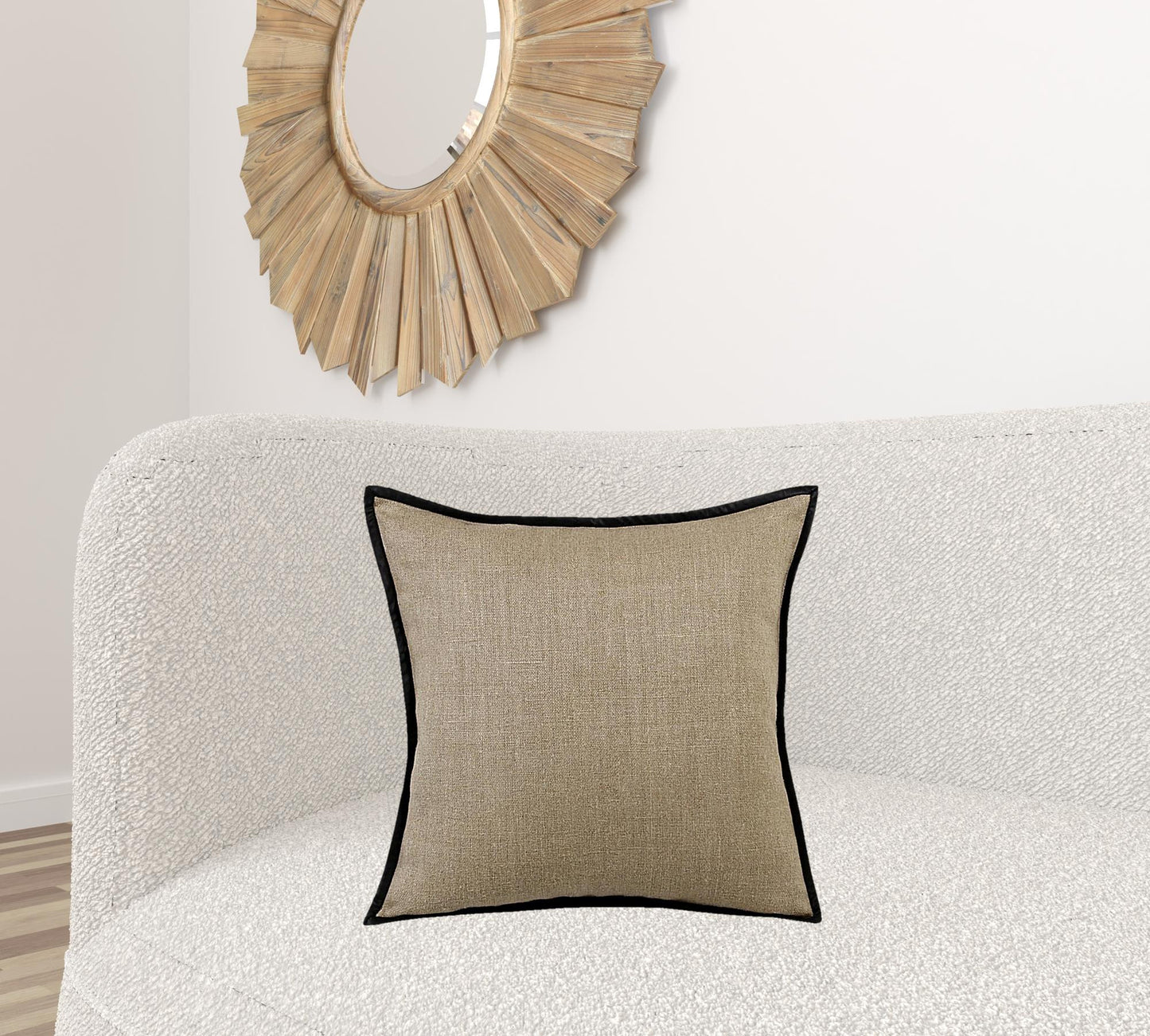 Tan & Black Linen Pillow