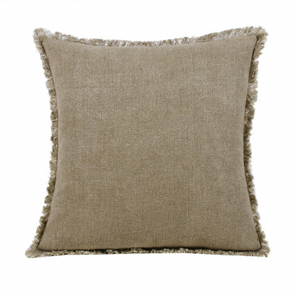 Tan & Ivory Linen Pillow