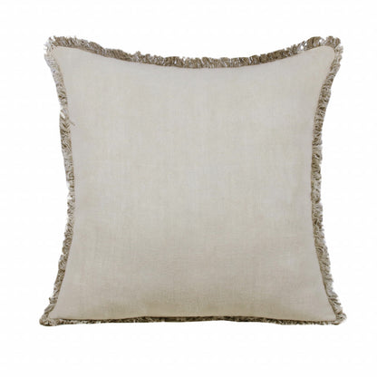 Tan & Ivory Linen Pillow