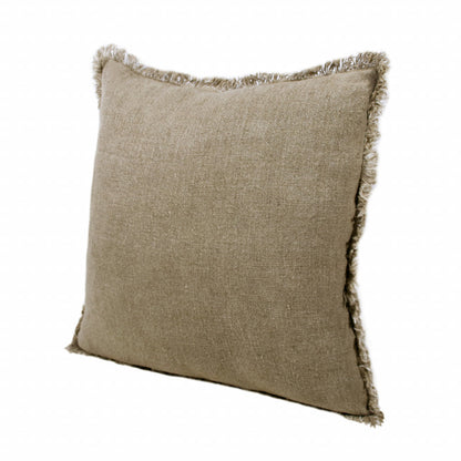 Tan & Ivory Linen Pillow