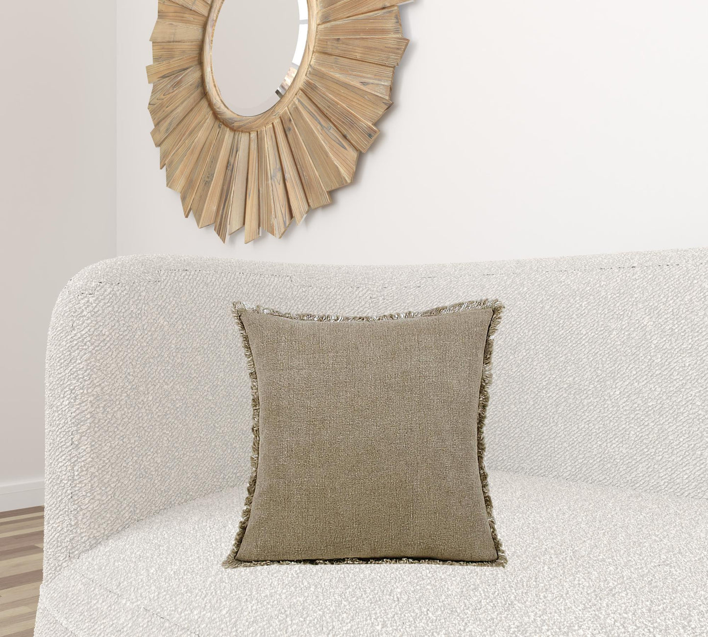 Tan & Ivory Linen Pillow