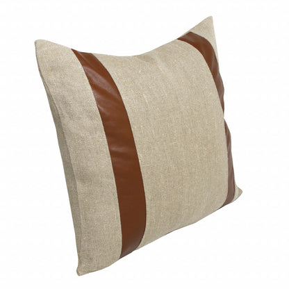 Beige & Brown Linen Striped Pillow