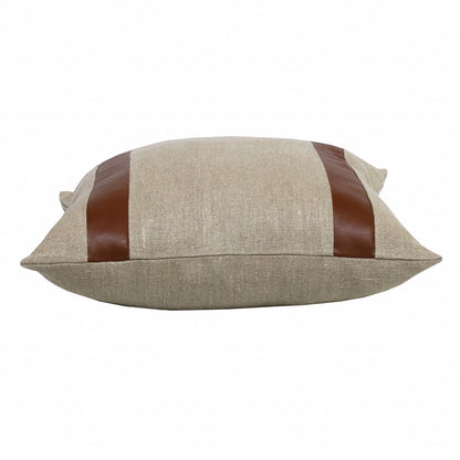 Beige & Brown Linen Striped Pillow