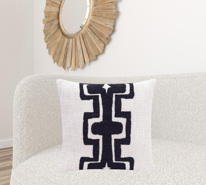 Black & Ivory 100% Cotton Geometric Pillow