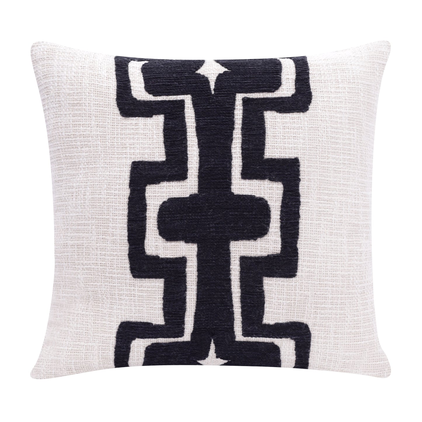 Black & Ivory 100% Cotton Geometric Pillow