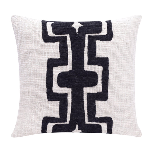 Black & Ivory 100% Cotton Geometric Pillow
