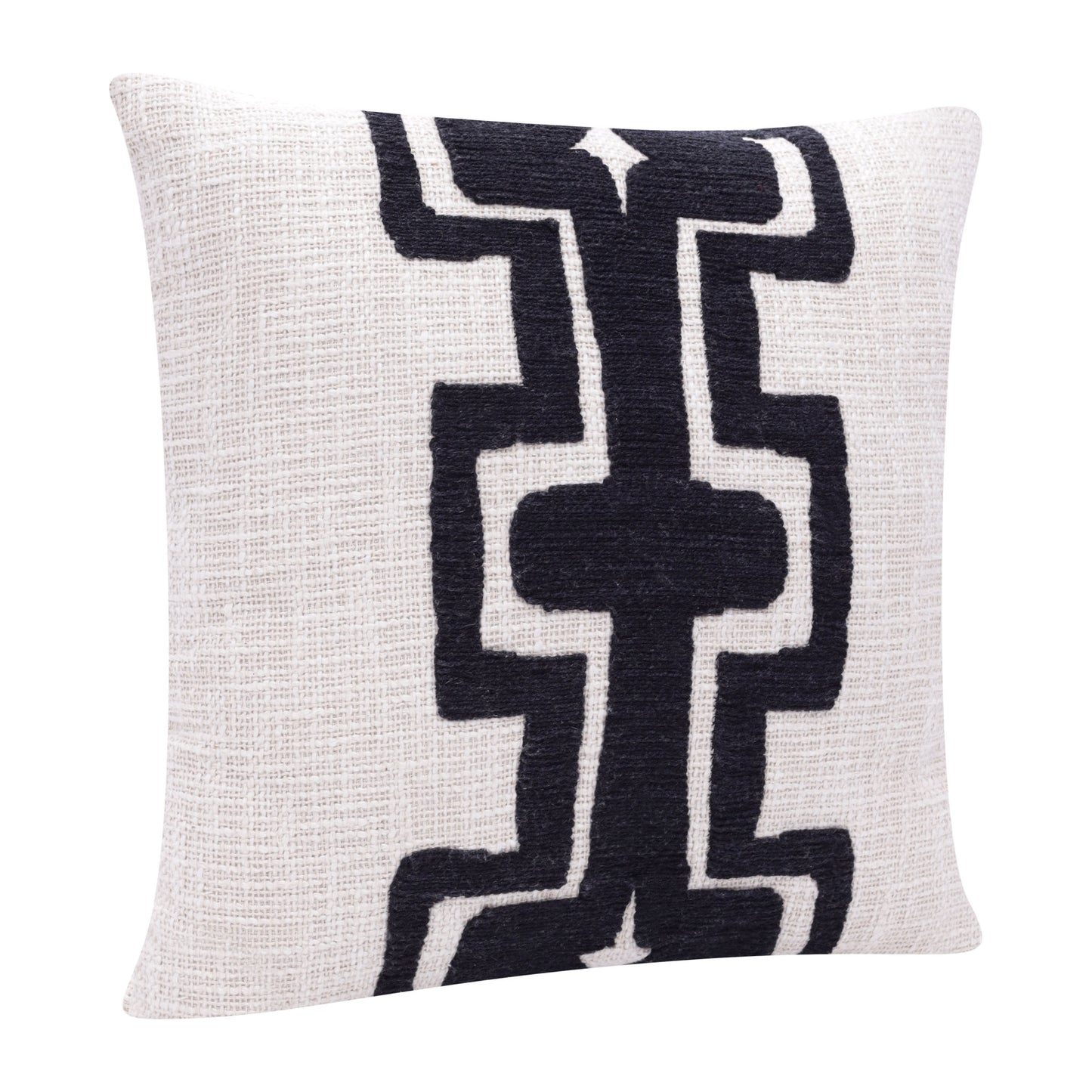 Black & Ivory 100% Cotton Geometric Pillow