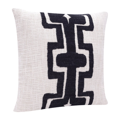 Black & Ivory 100% Cotton Geometric Pillow