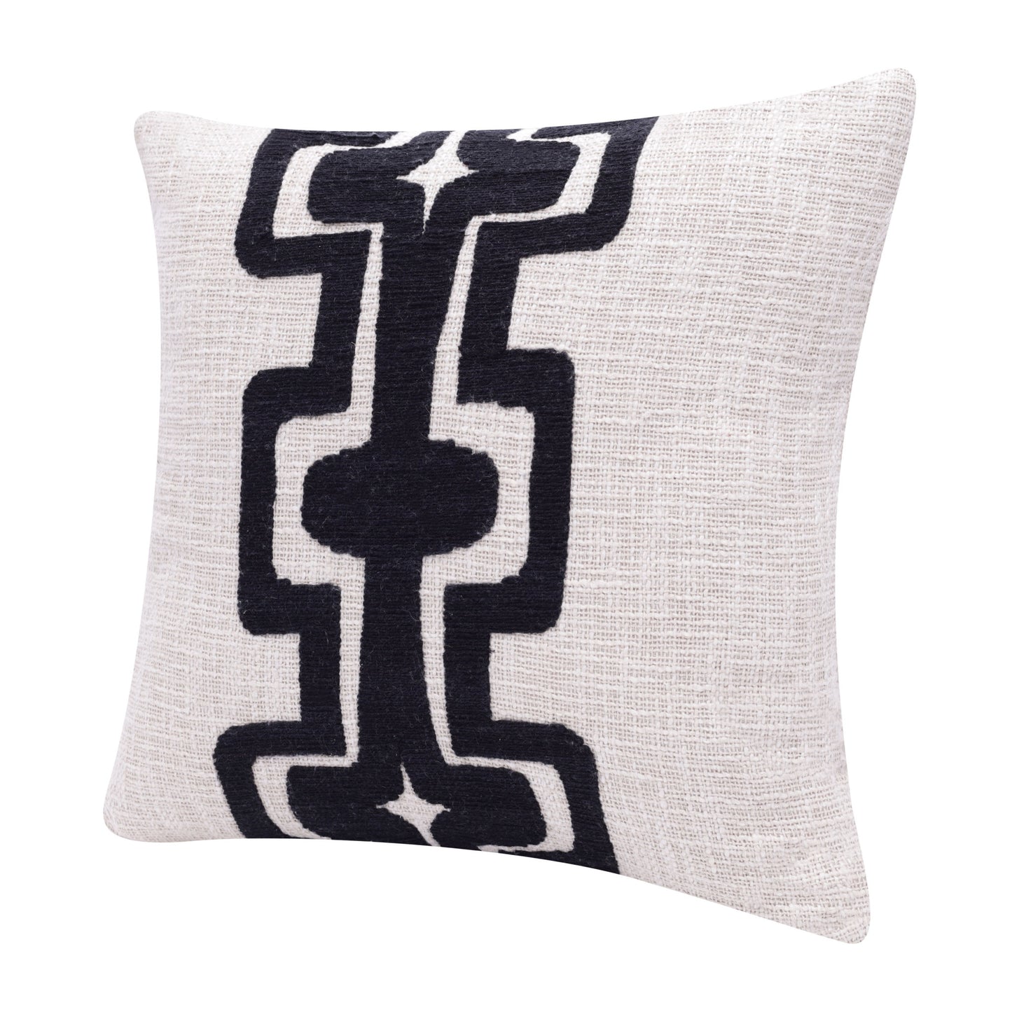 Black & Ivory 100% Cotton Geometric Pillow