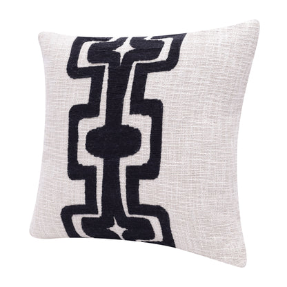 Black & Ivory 100% Cotton Geometric Pillow