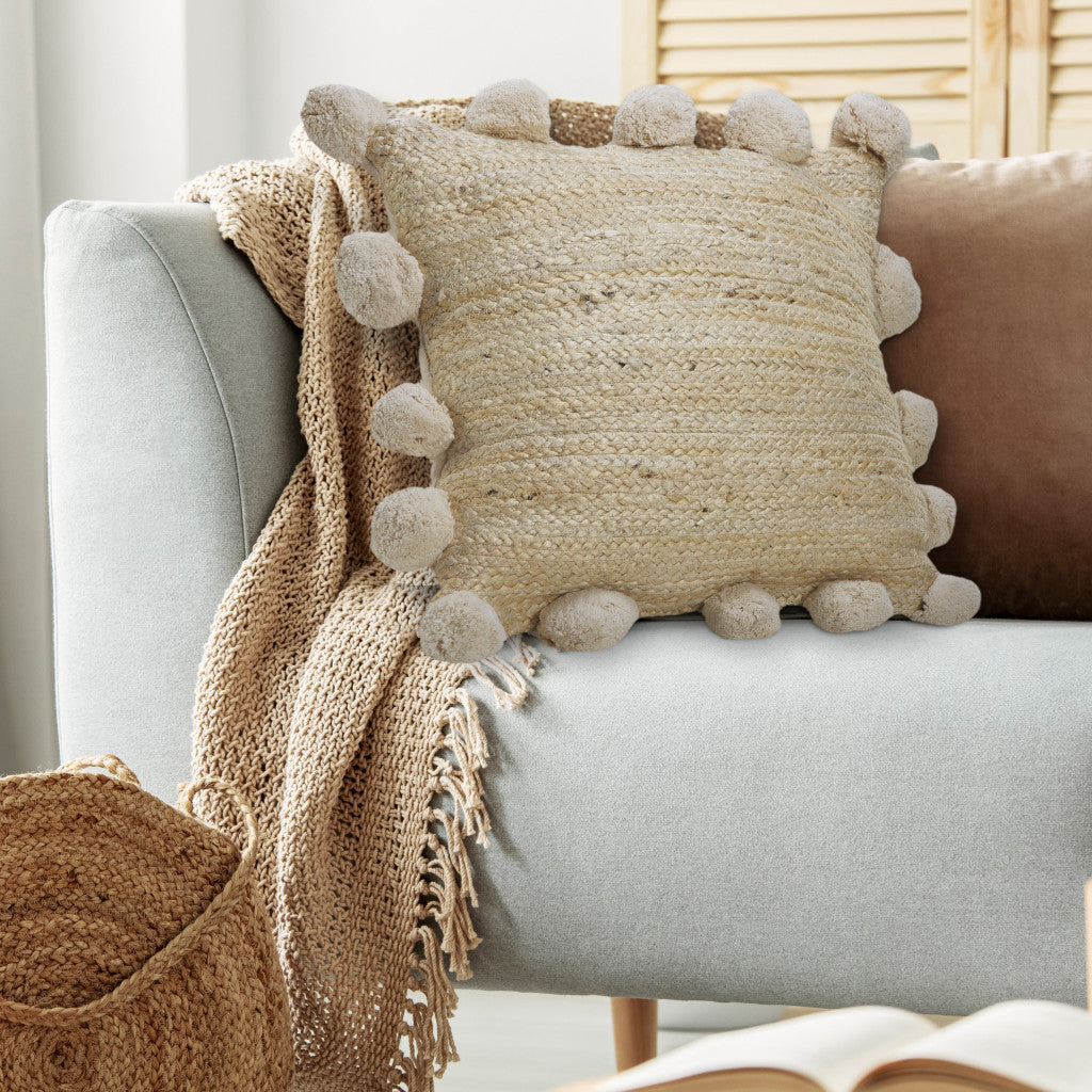Tan Jute Pillow