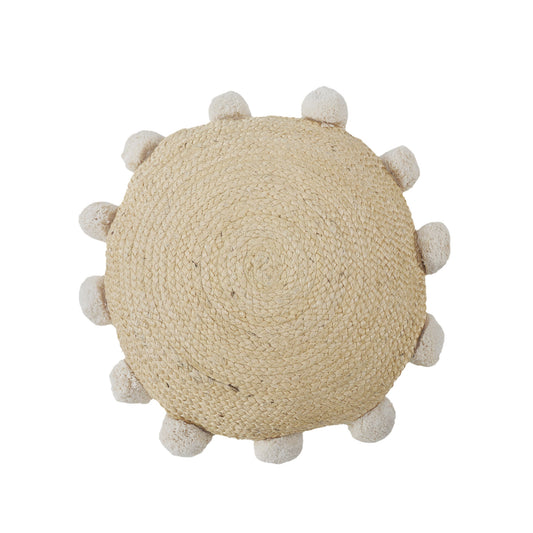 Tan Round Jute Pillow