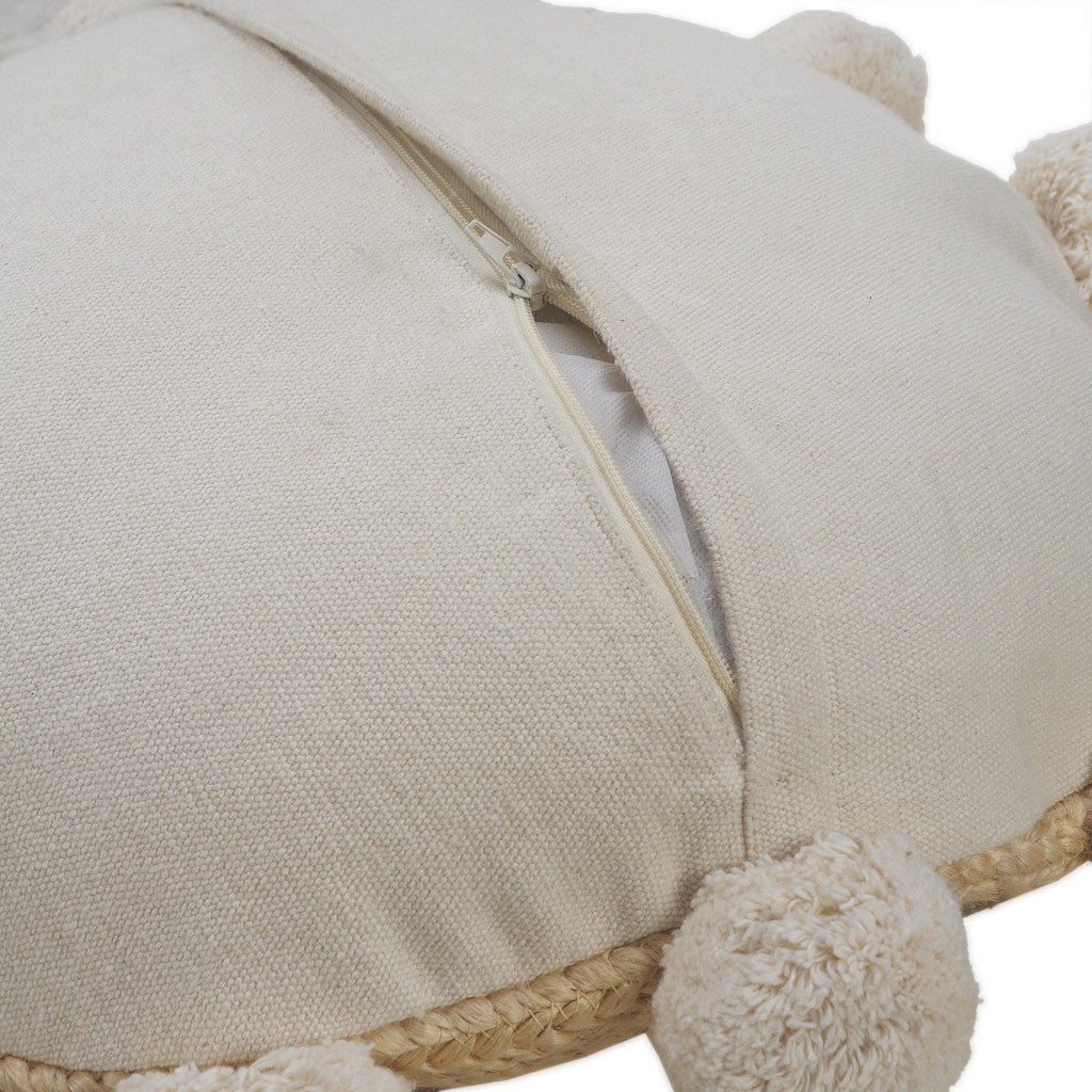 Tan Round Jute Pillow