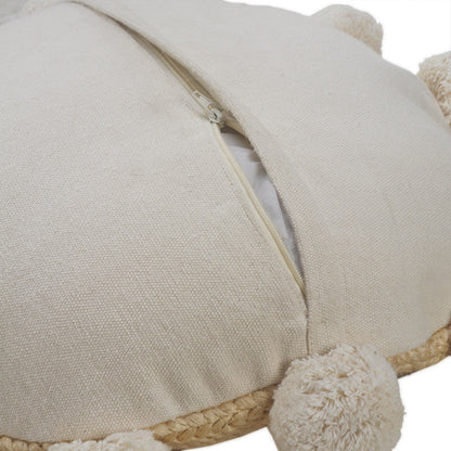 Tan Round Jute Pillow