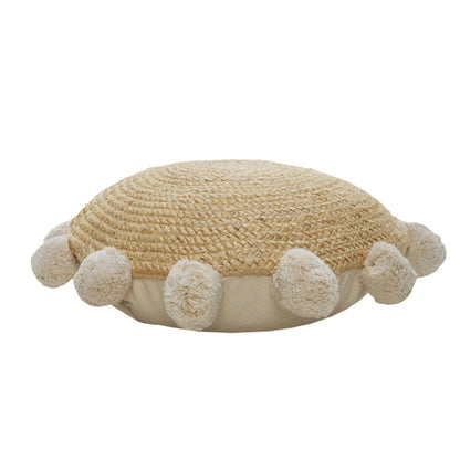 Tan Round Jute Pillow