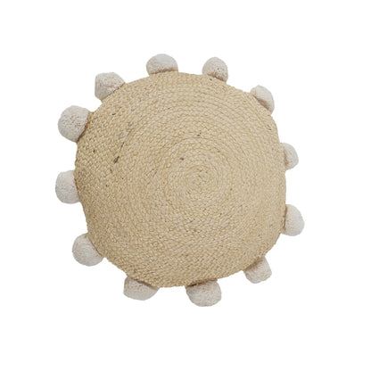 Tan Round Jute Pillow