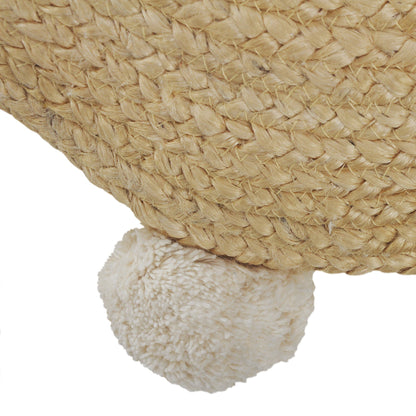 Tan Round Jute Pillow