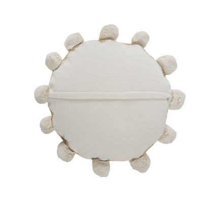 Tan Round Jute Pillow