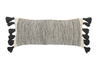 Gray Black & Ivory 100% Cotton Geometric Pillow