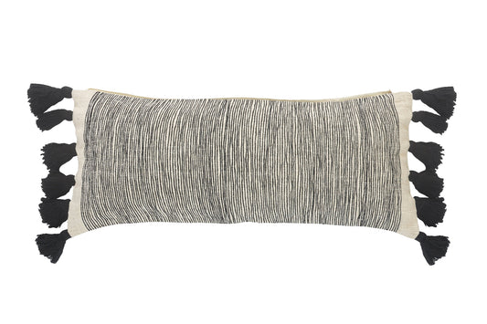 Gray Black & Ivory 100% Cotton Geometric Pillow