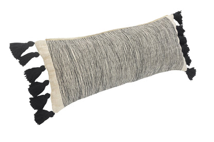 Gray Black & Ivory 100% Cotton Geometric Pillow