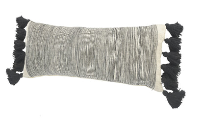 Gray Black & Ivory 100% Cotton Geometric Pillow