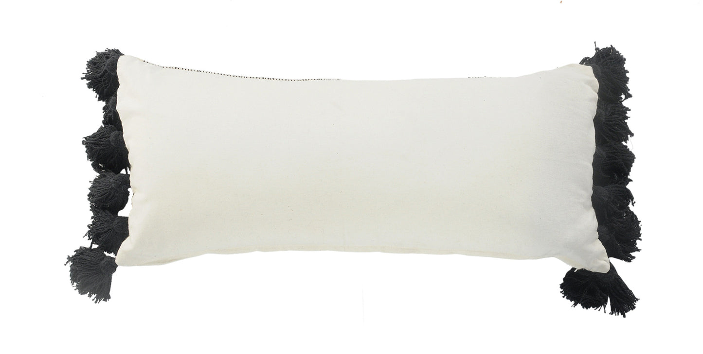Gray Black & Ivory 100% Cotton Geometric Pillow