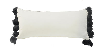 Gray Black & Ivory 100% Cotton Geometric Pillow