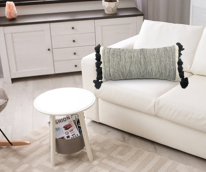 Gray Black & Ivory 100% Cotton Geometric Pillow