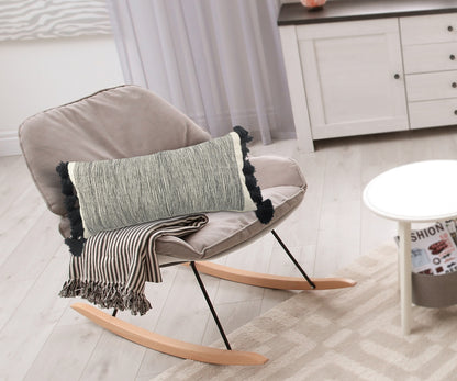 Gray Black & Ivory 100% Cotton Geometric Pillow