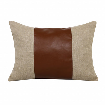 Tan & Brown Linen Striped Pillow