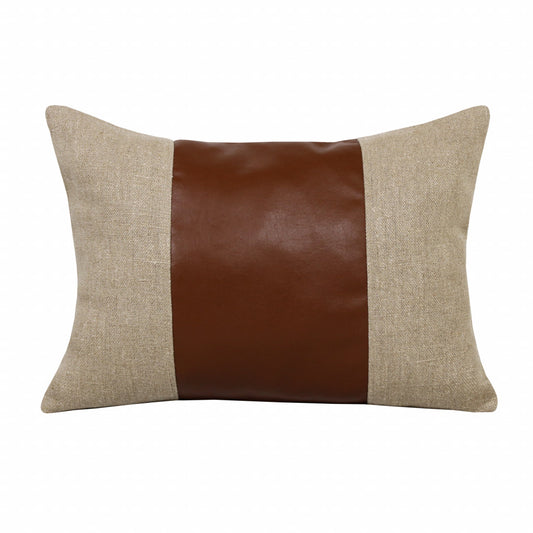 Tan & Brown Linen Striped Pillow