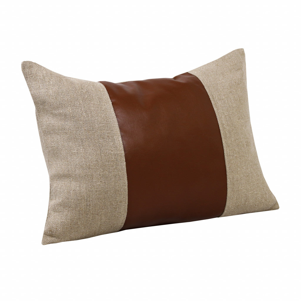 Tan & Brown Linen Striped Pillow