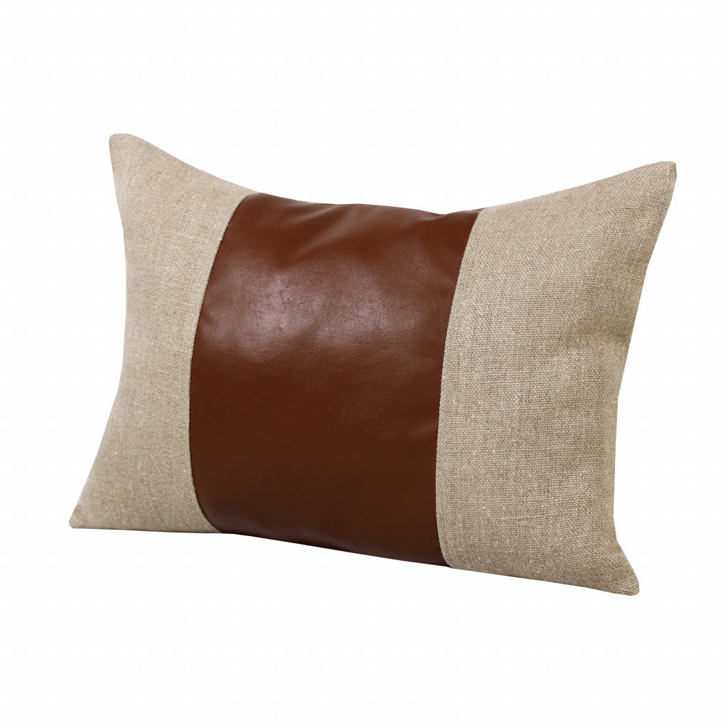 Tan & Brown Linen Striped Pillow