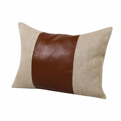 Tan & Brown Linen Striped Pillow