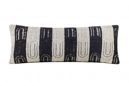 White & Blue 100% Cotton Geometric Pillow
